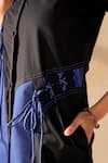 Savaaya_Blue Poplin, Denim Button-down Neck Breeze And White Midi Dress _at_Aza_Fashions