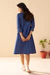 Shop_Savaaya_Blue Denim Embroidery Collared Elysian Midi Dress _at_Aza_Fashions