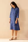 Shop_Savaaya_Blue Denim Embroidery Collared Elysian Midi Dress _Online_at_Aza_Fashions