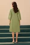 Shop_Savaaya_Green Poplin Collared Designer Midi Dress _at_Aza_Fashions