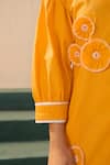 Buy_Savaaya_Yellow Poplin Fabric Flowers Collared Designer Midi Dress _Online_at_Aza_Fashions