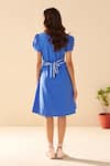 Shop_Savaaya_Blue Poplin V-neck Azure Midi Dress With Belt _at_Aza_Fashions