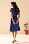 Shop_Savaaya_Blue Denim Collared Designer Midi Dress With Belt _at_Aza_Fashions