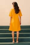 Shop_Savaaya_Yellow Poplin Embroidery V-neck Marigold Short Dress _at_Aza_Fashions