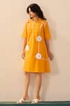 Buy_Savaaya_Yellow Poplin Embroidery V-neck Marigold Short Dress _at_Aza_Fashions