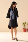 Buy_Savaaya_Black Poplin Collared Dewdrop And Blue Designer Dress _at_Aza_Fashions