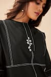 Buy_Savaaya_Black Cotton, Poplin Embroidery Round Neck Zephyr Pant Set _Online_at_Aza_Fashions