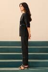 Shop_Savaaya_Black Cotton, Poplin Embroidery Round Neck Zephyr Pant Set _Online_at_Aza_Fashions