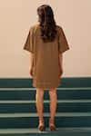 Shop_Savaaya_Brown Poplin Round Neck Designer Dress _at_Aza_Fashions