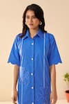 Shop_Savaaya_Blue Poplin Embroidery Collared Ember Midi Dress _Online_at_Aza_Fashions