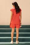 Shop_Savaaya_Orange Poplin Collared Petal Shirt And Shorts Set _at_Aza_Fashions
