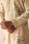 Shop_Shyam Narayan Prasad_Beige Chanderi , Satin Embroidery Sandshell Neutral Kurta Set _Online_at_Aza_Fashions