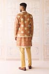 Shop_Shyam Narayan Prasad_Gold Chanderi, Cotton Satin, Silk Embroidery Designer Nehru Jacket Set _at_Aza_Fashions