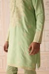 Shop_Shyam Narayan Prasad_Green , Silk, Satin Embroidery Reed Kurta Set _Online