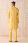 Shop_Shyam Narayan Prasad_Yellow , Silk, Satin Embroidery Maize Kurta Set _at_Aza_Fashions