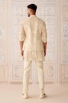 Shop_Shyam Narayan Prasad_Off White Cotton Satin, Cotton, Silk Embroidery Antique Nehru Jacket Set _at_Aza_Fashions