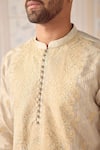 Shyam Narayan Prasad_Ivory Silk, Cotton Satin Embroidery, Applique Designer Kurta Set _Online_at_Aza_Fashions