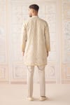 Shop_Shyam Narayan Prasad_Ivory Silk, Cotton Satin Embroidery, Applique Designer Kurta Set _at_Aza_Fashions