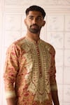 Buy_Shyam Narayan Prasad_Yellow Chanderi Cotton Embroidery Kurta Set _Online_at_Aza_Fashions