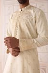 Shyam Narayan Prasad_Off White , Satin Embroidery Kurta Set _Online_at_Aza_Fashions
