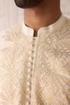 Shop_Shyam Narayan Prasad_Off White , Satin Embroidery Kurta Set _Online_at_Aza_Fashions