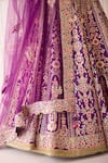 Buy_Shyam Narayan Prasad_Purple Silk, Net Embroidery, Gota Patti V-neck Royal Lehenga Set _Online_at_Aza_Fashions