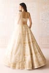 Shop_Shyam Narayan Prasad_Ivory Silk, Organza Embroidery, Zari, Applique Sweetheart Neck Lehenga Set _at_Aza_Fashions