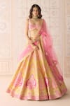 Buy_Shyam Narayan Prasad_Yellow Silk, Organza Applique, Gota Patti, Embroidery Freesia Lehenga Set _at_Aza_Fashions