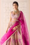 Shop_Shyam Narayan Prasad_Purple Silk, Organza Embroidery Sweetheart Neck Zari Dori Lehenga Set _Online_at_Aza_Fashions