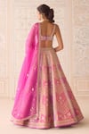 Shop_Shyam Narayan Prasad_Purple Silk, Organza Embroidery Sweetheart Neck Zari Dori Lehenga Set _at_Aza_Fashions