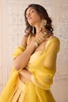 Shyam Narayan Prasad_Yellow Brocade, Organza Embroidery, Lace Sweetheart Neck Primrose Lehenga Set _Online_at_Aza_Fashions