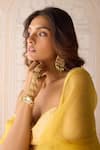 Buy_Shyam Narayan Prasad_Yellow Brocade, Organza Embroidery, Lace Sweetheart Neck Primrose Lehenga Set _Online_at_Aza_Fashions