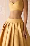 Shyam Narayan Prasad_Yellow Brocade, Organza Embroidery, Lace Sweetheart Neck Primrose Lehenga Set _at_Aza_Fashions