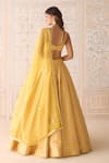 Shop_Shyam Narayan Prasad_Yellow Brocade, Organza Embroidery, Lace Sweetheart Neck Primrose Lehenga Set _at_Aza_Fashions