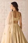 Buy_Shyam Narayan Prasad_Ivory Brocade, Organza Embroidery Sweetheart Neck Lehenga Set _Online_at_Aza_Fashions