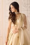 Buy_Shyam Narayan Prasad_Ivory Brocade, Organza Embroidery Sweetheart Neck Lehenga Set 