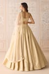 Shop_Shyam Narayan Prasad_Ivory Brocade, Organza Embroidery Sweetheart Neck Lehenga Set _at_Aza_Fashions