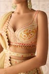 Shyam Narayan Prasad_Yellow Silk, Organza Sequins, Beads, Embroidery Acacia Applique Lehenga Set _Online_at_Aza_Fashions