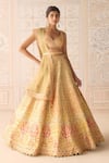 Buy_Shyam Narayan Prasad_Yellow Silk, Organza Sequins, Beads, Embroidery Acacia Applique Lehenga Set 