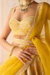 Shyam Narayan Prasad_Yellow Silk, Organza Embroidery, Applique Dandelion Classic Lehenga Set _at_Aza_Fashions
