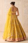 Shop_Shyam Narayan Prasad_Yellow Silk, Organza Embroidery, Applique Dandelion Classic Lehenga Set _at_Aza_Fashions