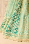 Buy_Shyam Narayan Prasad_Teal Silk, Organza Tassels, Embroidery, Zari Round Neck Mist Green Lehenga Set _Online
