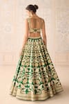 Buy_Shyam Narayan Prasad_Green Silk, Chiffon Embroidery, Zari Round Neck Dark Lehenga Set _Online_at_Aza_Fashions