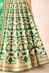 Shop_Shyam Narayan Prasad_Green Silk, Chiffon Embroidery, Zari Round Neck Dark Lehenga Set 