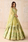 Shyam Narayan Prasad_Green Silk, Organza Sequins, Embroidery, Gota Butterfly Applique Lehenga Set _Online_at_Aza_Fashions