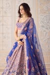 Shyam Narayan Prasad_Mauve Silk, Net Gota Patti, Embroidery Square Neck Mazarine Blue Lehenga Set _Online_at_Aza_Fashions