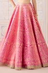 Shyam Narayan Prasad_Coral Silk, Organza Zari, Tassels Sweetheart Neck Pink Embroidered Lehenga Set _at_Aza_Fashions
