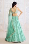 Shop_Shyam Narayan Prasad_Green Chanderi, Brocade, Organza Sequins, Neptune Classic Lehenga Set _at_Aza_Fashions