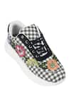 Shop_Sole Mates by Palak_Multi Color Floral Embroidered Check Sneakers _Online_at_Aza_Fashions