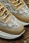 Shop_Sole Mates by Palak_Beige Pearly Embroidered Sneakers 